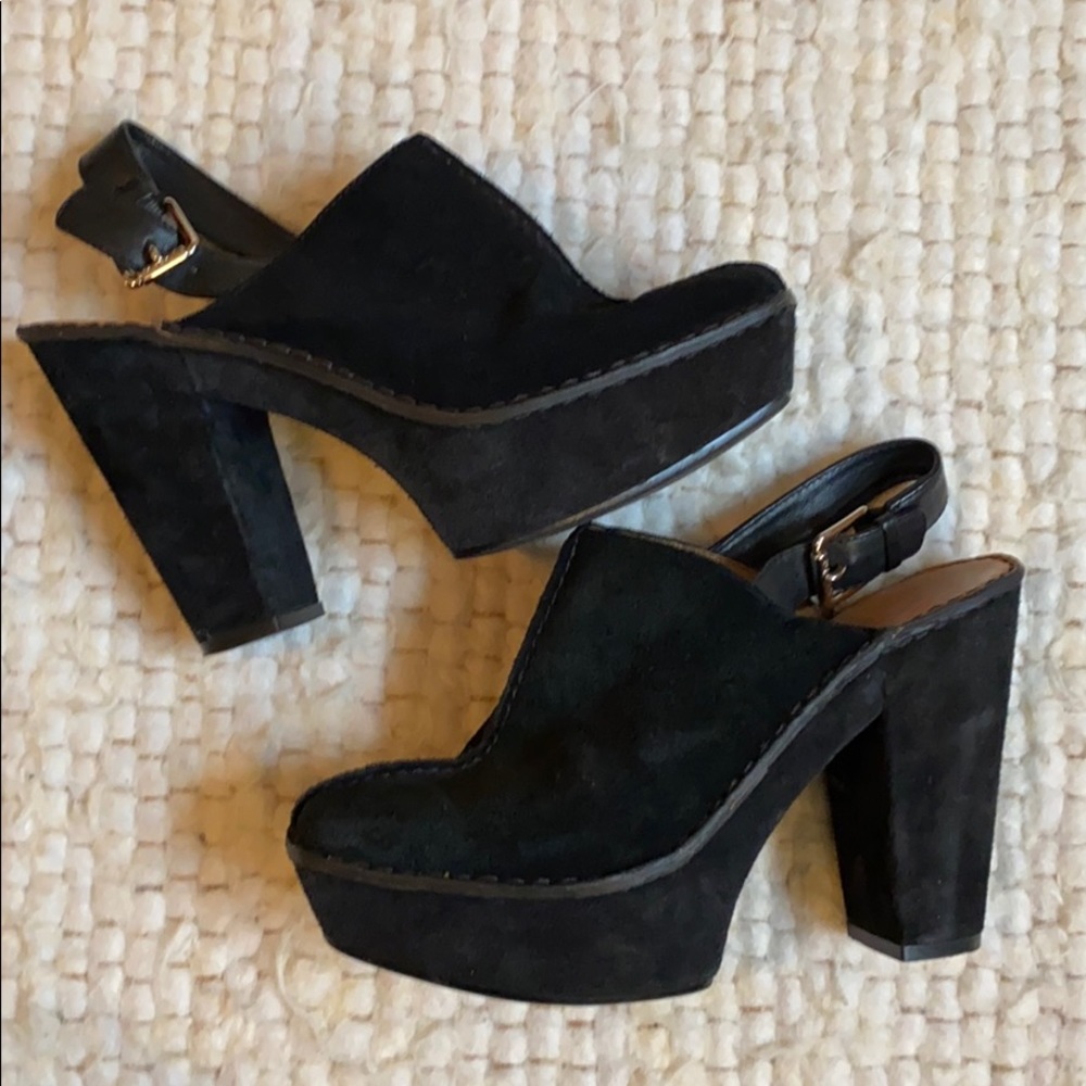 KORS Michael Kors black suede sling backs.